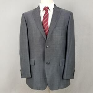 BOSS Hugo Boss Blazer Mens 42R Gray Silk Wool Pasolini Two Button Side Vents